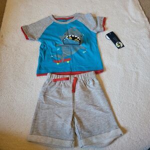 Little Rebels Toddler Boy Summer Outfit Cute Shark 2pcs Set Size 24M